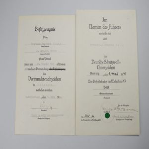 2 Urkunde aus dem Nachlass Hauptmann Friedrich Berg (Deutsches Kreuz …