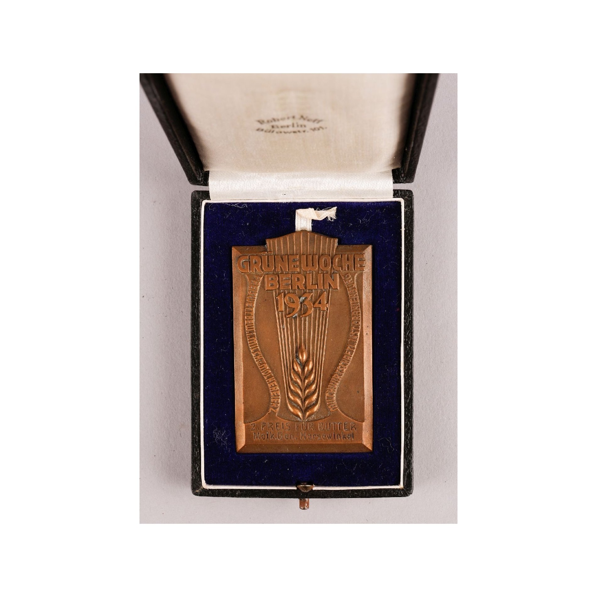 Plakette 'Grüne Woche Berlin' 1934 im Etui '2.Preis für Butter' Robert Neff, Berlin — image 2