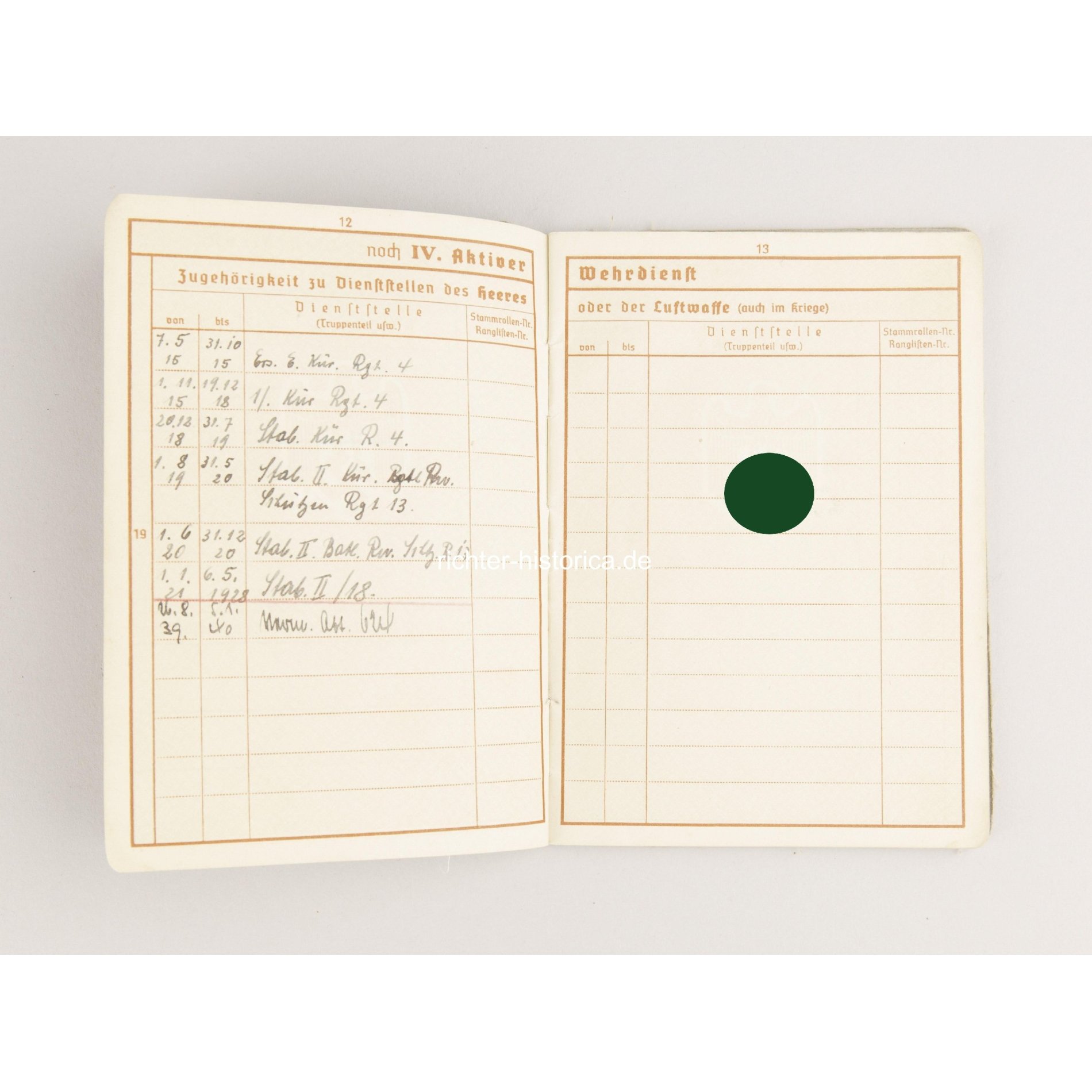 Wehrpass eines Veteranen aus dem 1.Weltkrieg (Ek1) — image 5