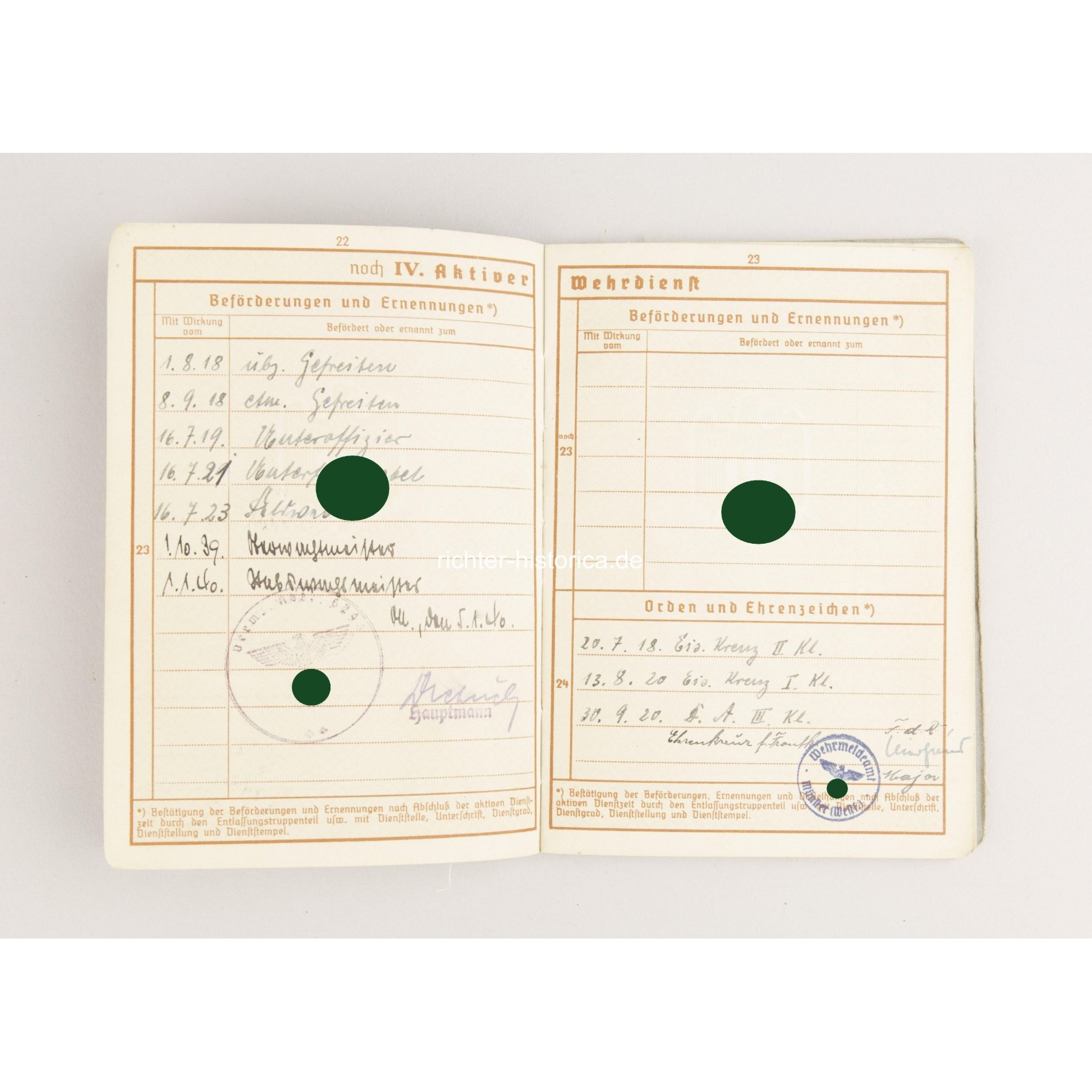 Wehrpass eines Veteranen aus dem 1.Weltkrieg (Ek1) — image 6