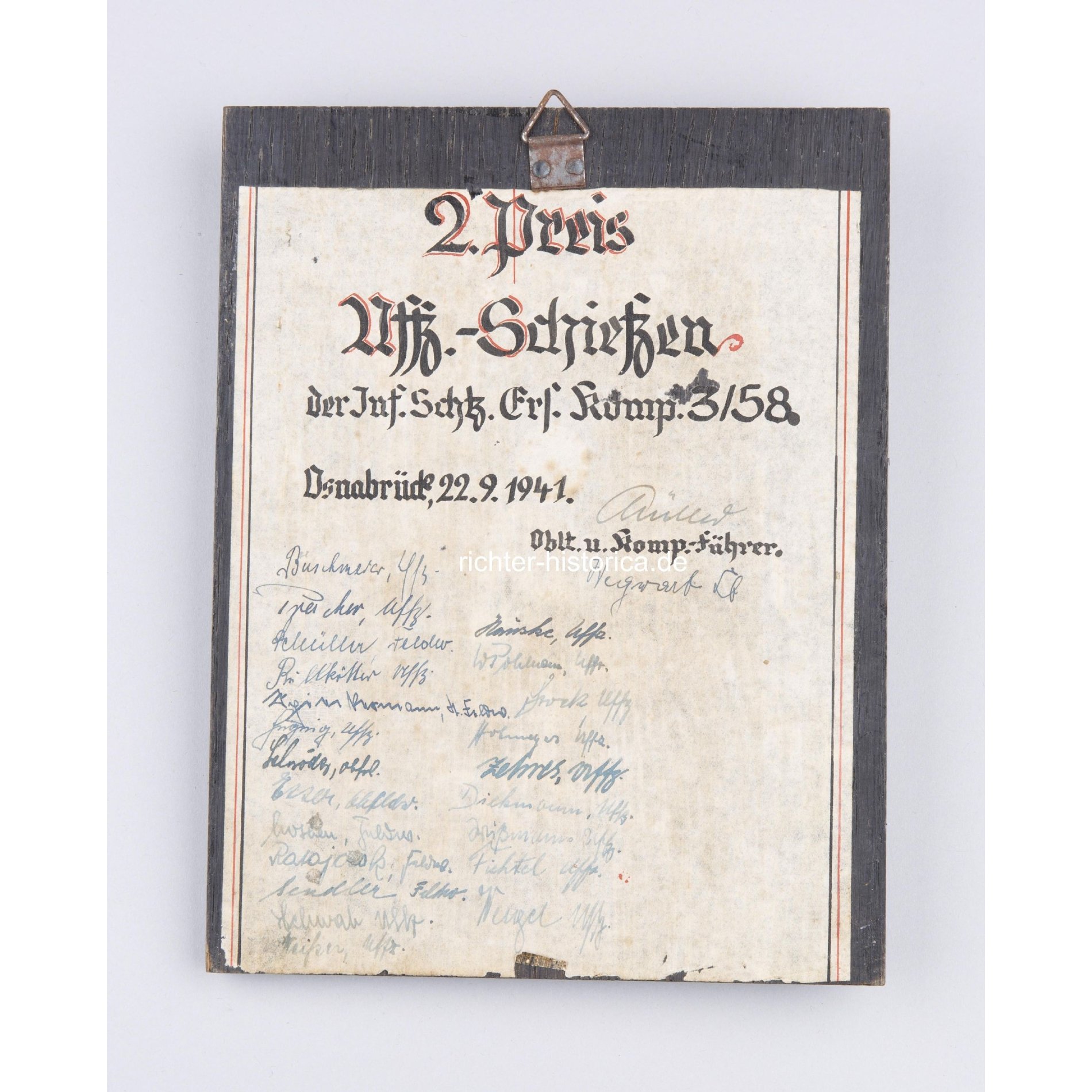 Wehrmacht Schießpreisauszeichnung 2.Preis Uffz. Schießen — image 2