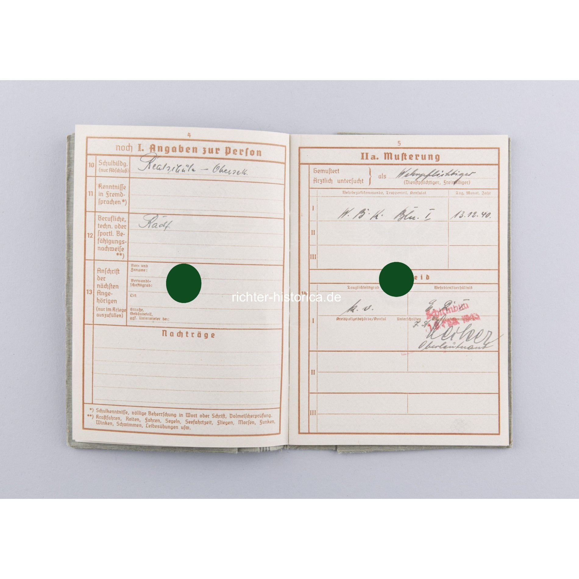 Wehrpass eines Berliners (ausgestellt 1940) — image 4