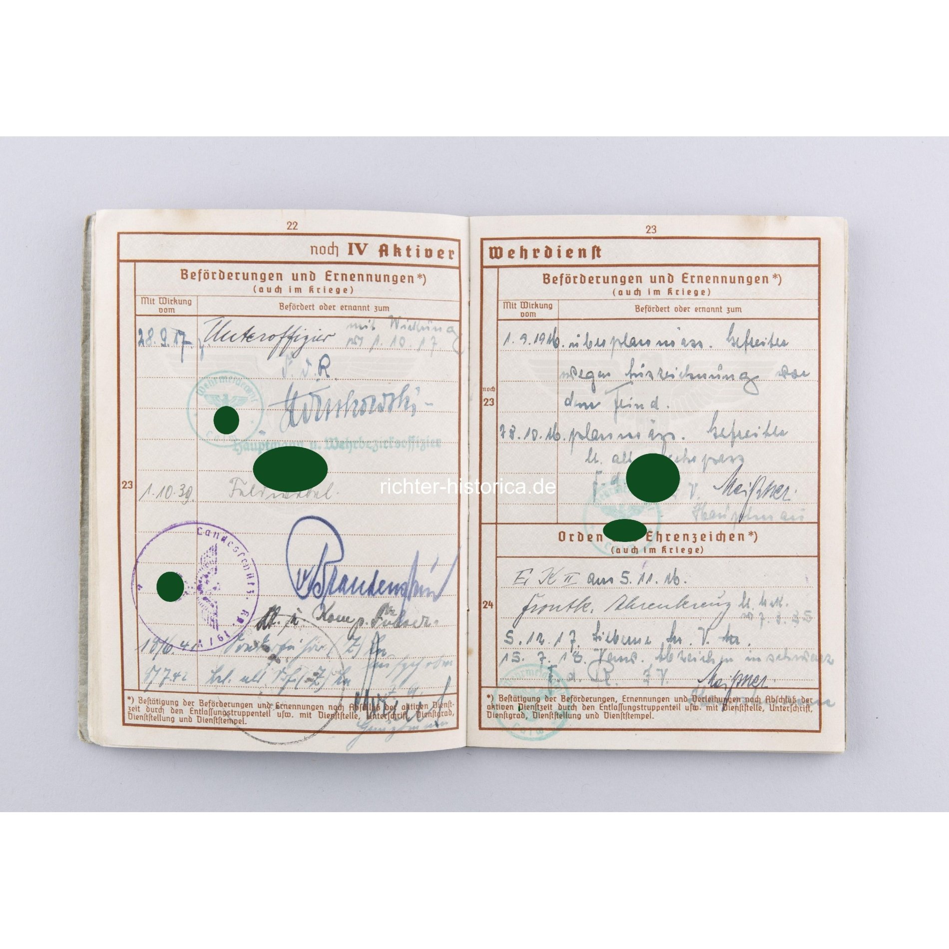 Wehrmacht Wehrpass eines Veteran aus dem 1.WK späterer Feldwebel — image 4