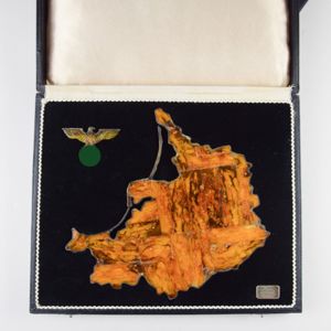 SBM Bernstein Staatsgeschenk Verdienstgeschenk 'Fläche von Ostpreußen' mit 3.Reich Adler