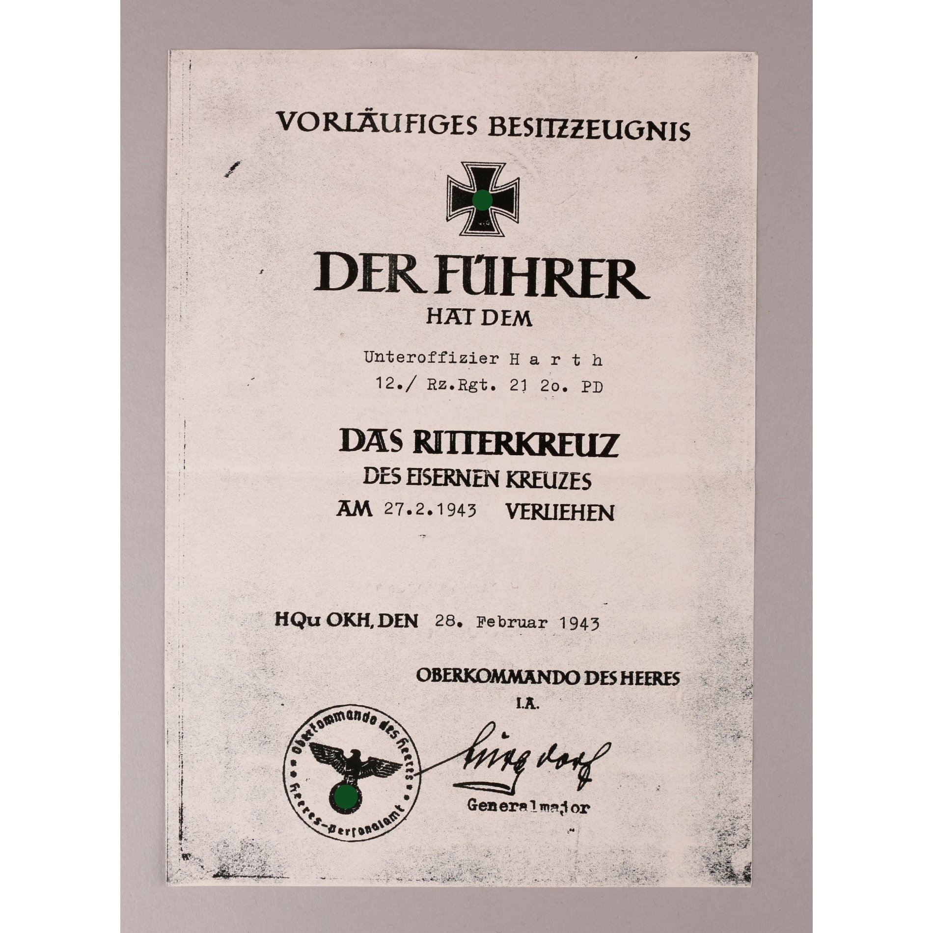 Ritterkreuznachlass Oberfeldwebel Helmut Harth im 12./Panzer-Regiment 21 — image 7