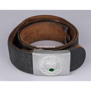 Wehrmacht Heer Koppelschloss mit Koppelriemen '1.Modell - Adlerkopf schaut links'