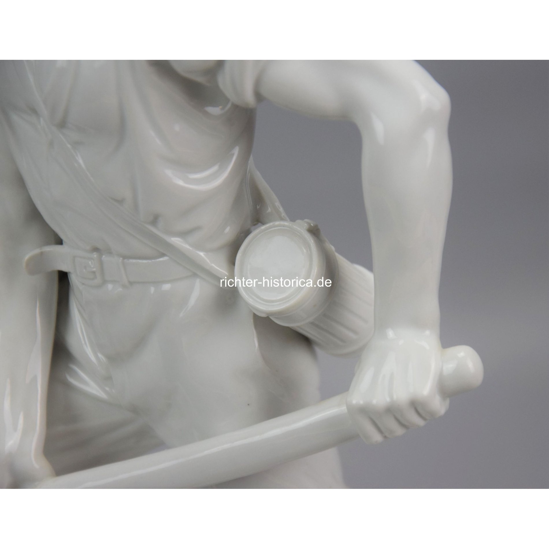 Wehrmacht Große Porzellan Skulptur Deutscher Soldat mit Stahlhelm 1941 RAD Pionier 'Alfred Oppel' — image 4