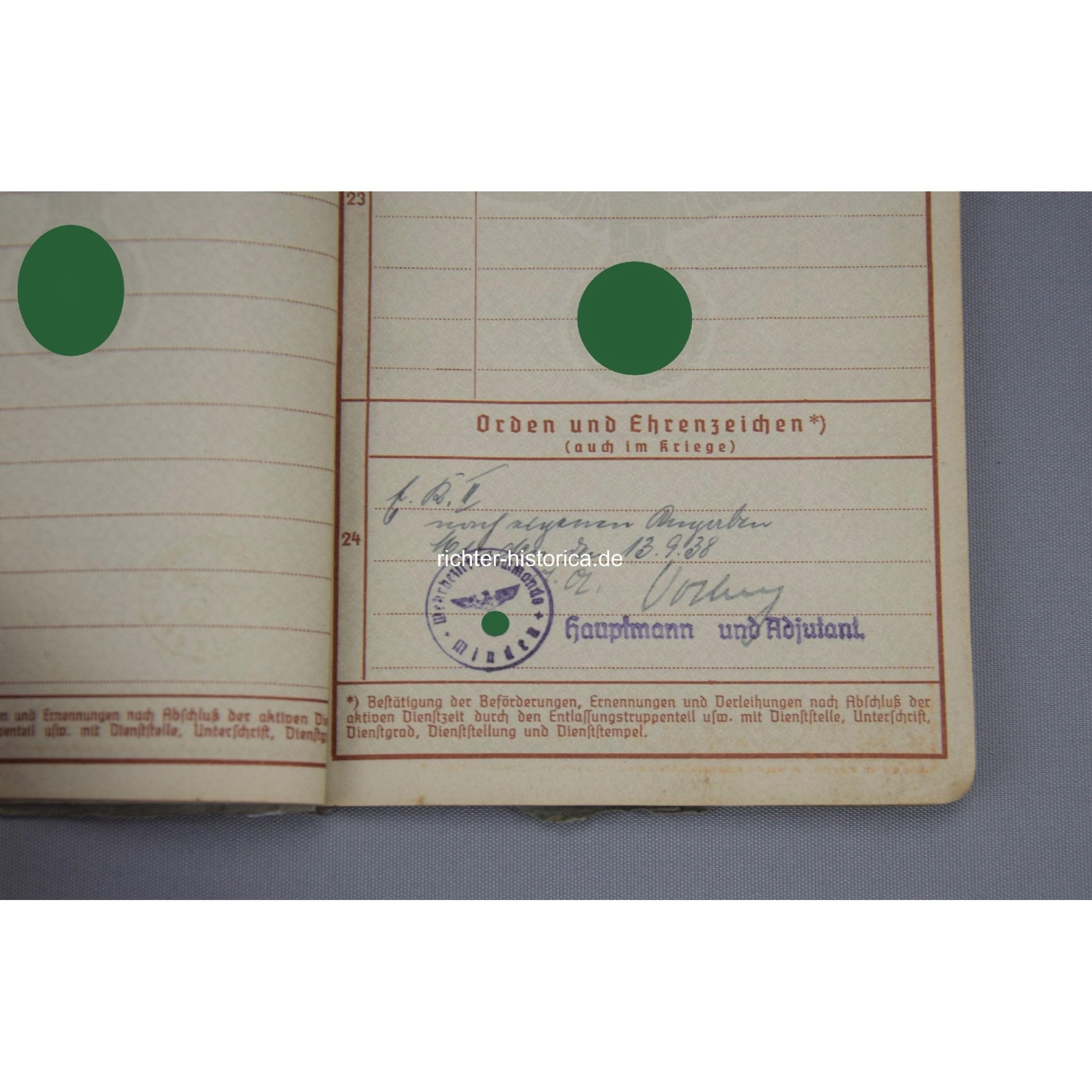 Wehrpass Wehrbezirkskommando Minden — image 6