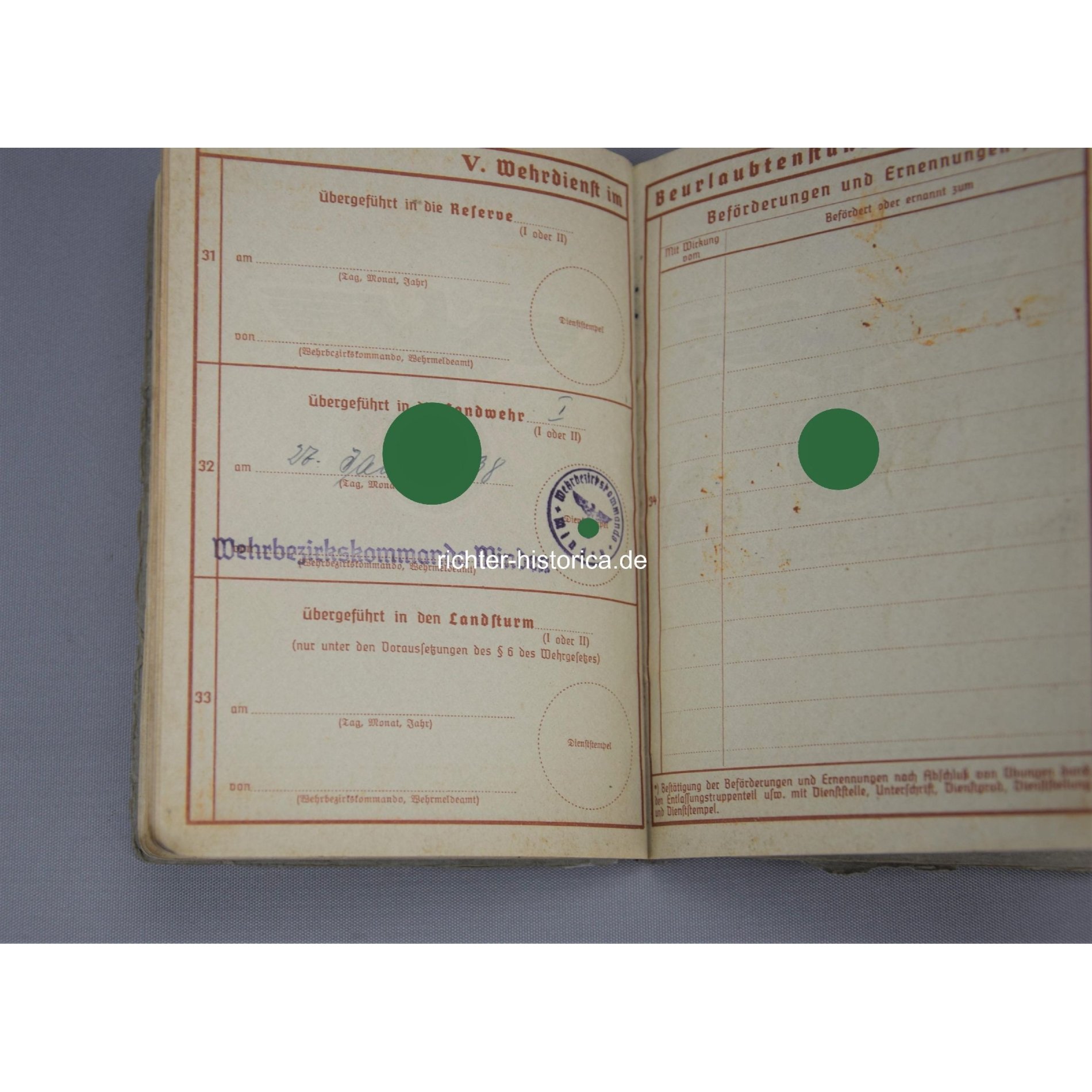 Wehrpass Wehrbezirkskommando Minden — image 7