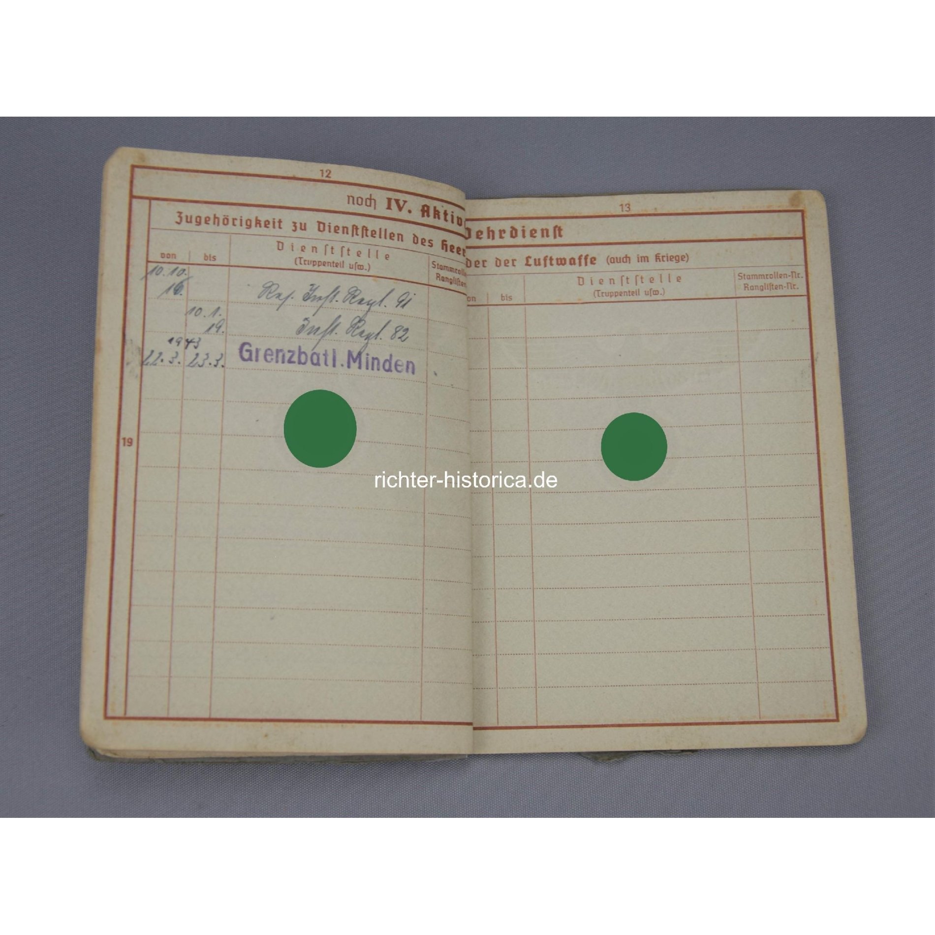 Wehrpass Wehrbezirkskommando Minden — image 8