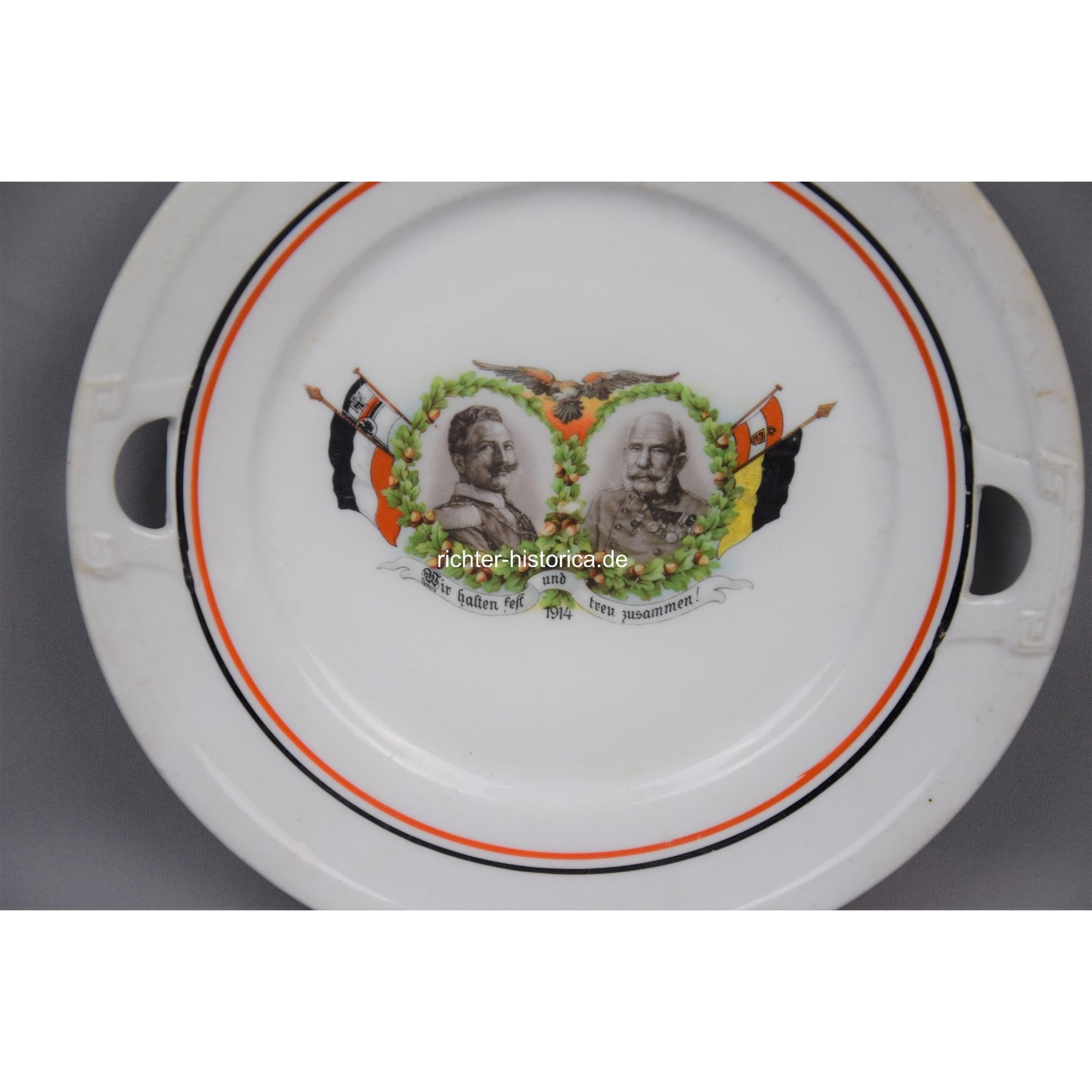 Patriotischer Porzellanteller 1914 'Wir halten fest und treu zusammen!' — image 2
