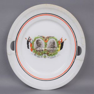 Patriotischer Porzellanteller 1914 'Wir halten fest und treu zusammen!'