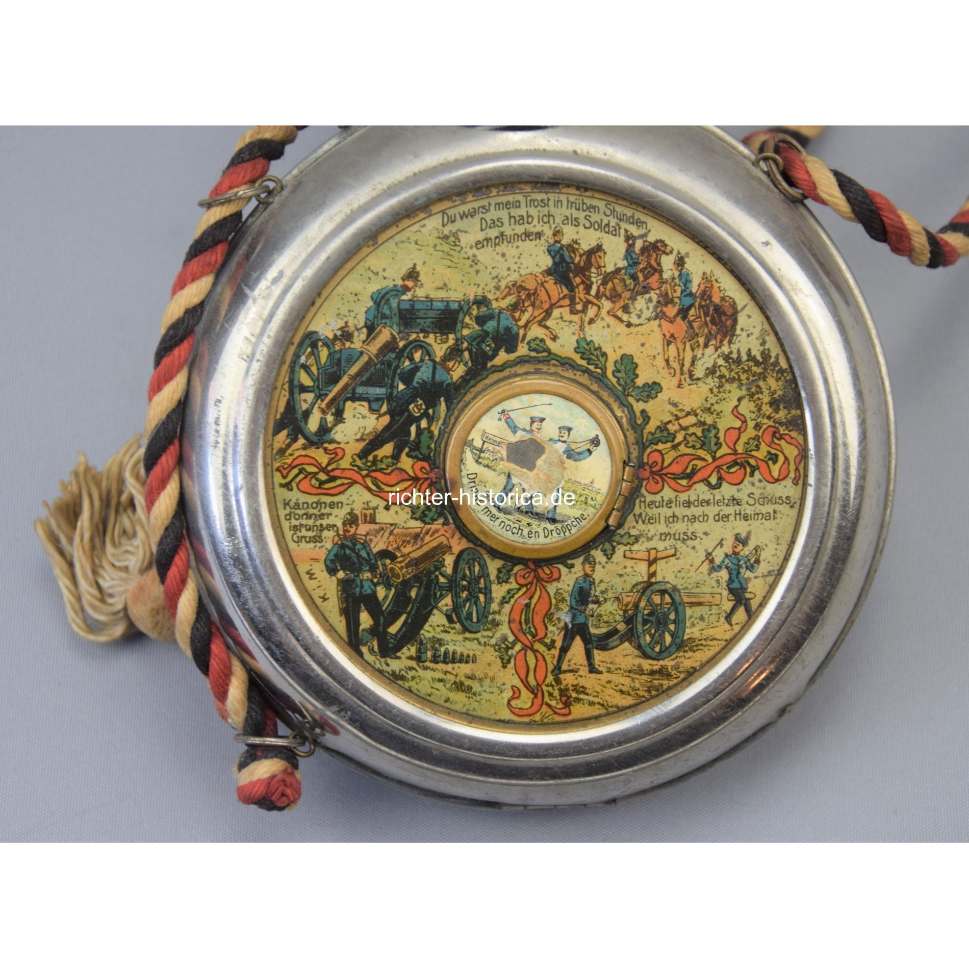 Reservisten Feldflasche 'Parole Heimat' 2.Btt. 1908-10 mit Türchen, selten! — image 3