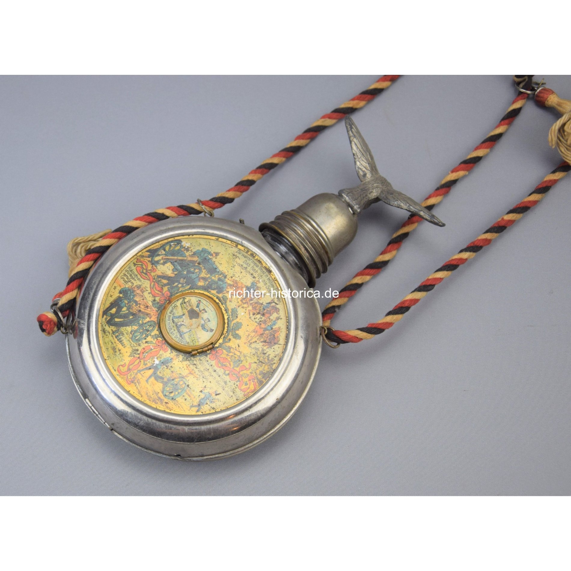 Reservisten Feldflasche 'Parole Heimat' 2.Btt. 1908-10 mit Türchen, selten! — image 4