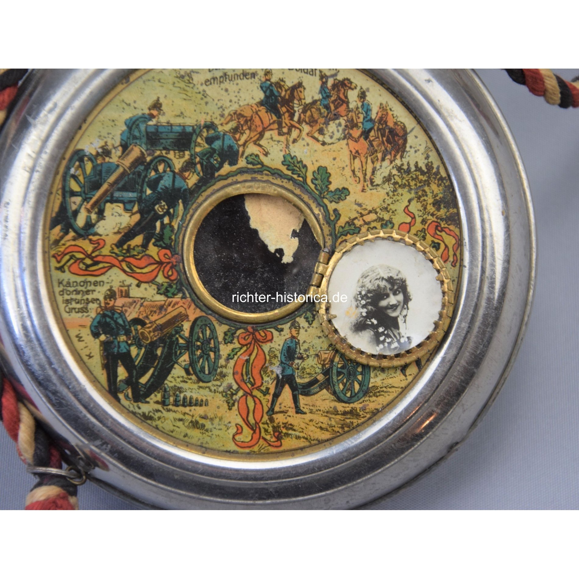 Reservisten Feldflasche 'Parole Heimat' 2.Btt. 1908-10 mit Türchen, selten! — image 6