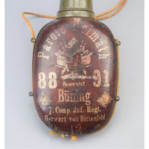 Feldflasche 'Parole Heimat' Reservist Bürring 7.Comp. Inf. Regt. Herwart von …