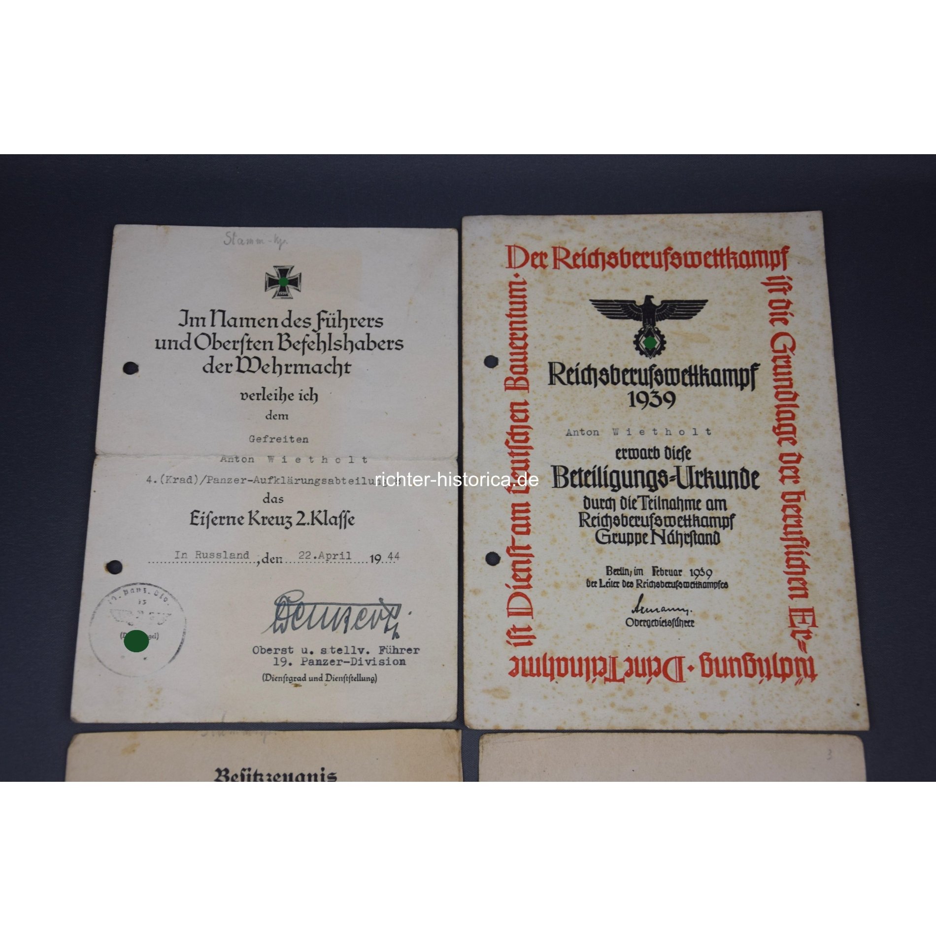 Nachlass 4.Krad Panzer-Aufklärungs-Abt. 8 - Reichsberufswettkamp, Panzerkampfabzeichen — image 2