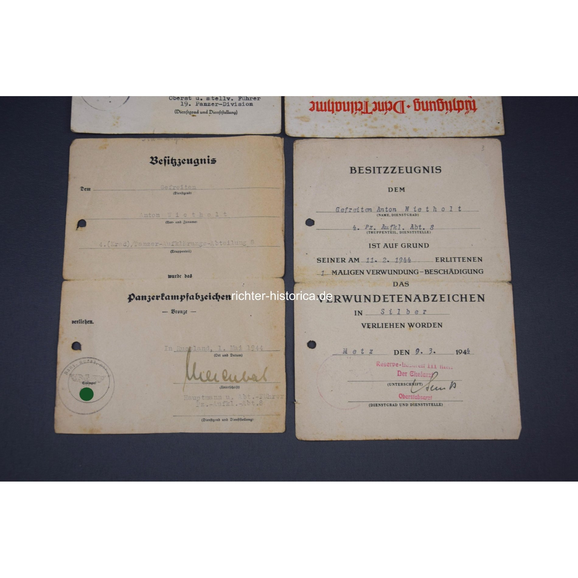 Nachlass 4.Krad Panzer-Aufklärungs-Abt. 8 - Reichsberufswettkamp, Panzerkampfabzeichen — image 3