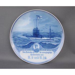Erinnerungsteller von U9 und U29 Kapitänleutnant Otto Weddigen