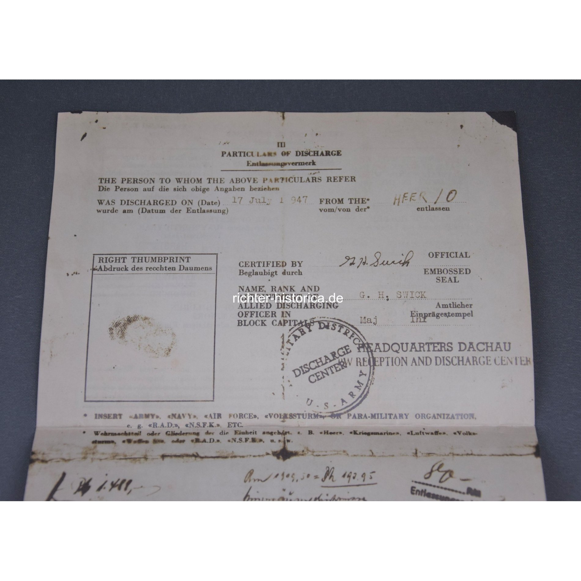 Auszug aus dem Soldbuch 'Hauptmann Ernst Becker' — image 3