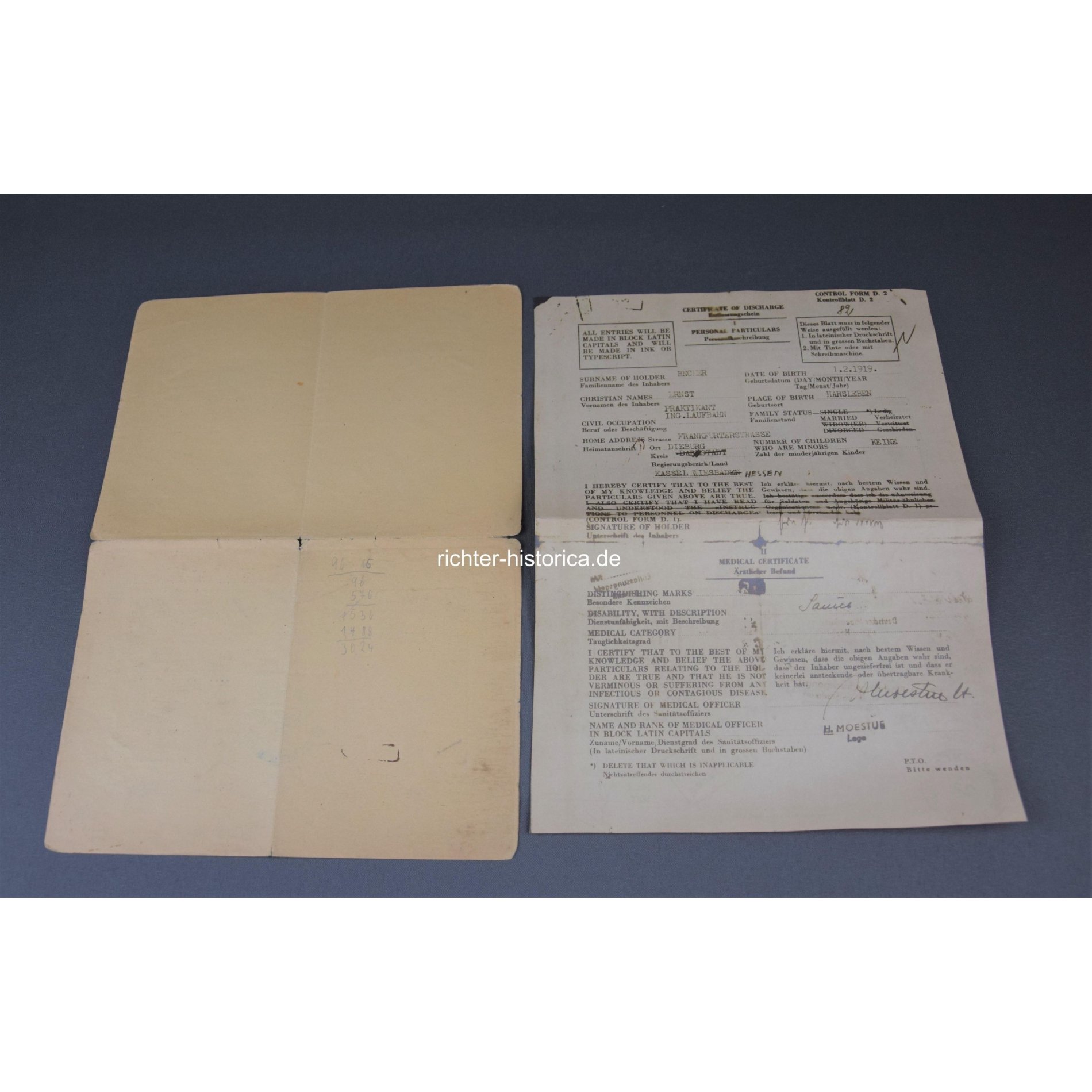 Auszug aus dem Soldbuch 'Hauptmann Ernst Becker' — image 5