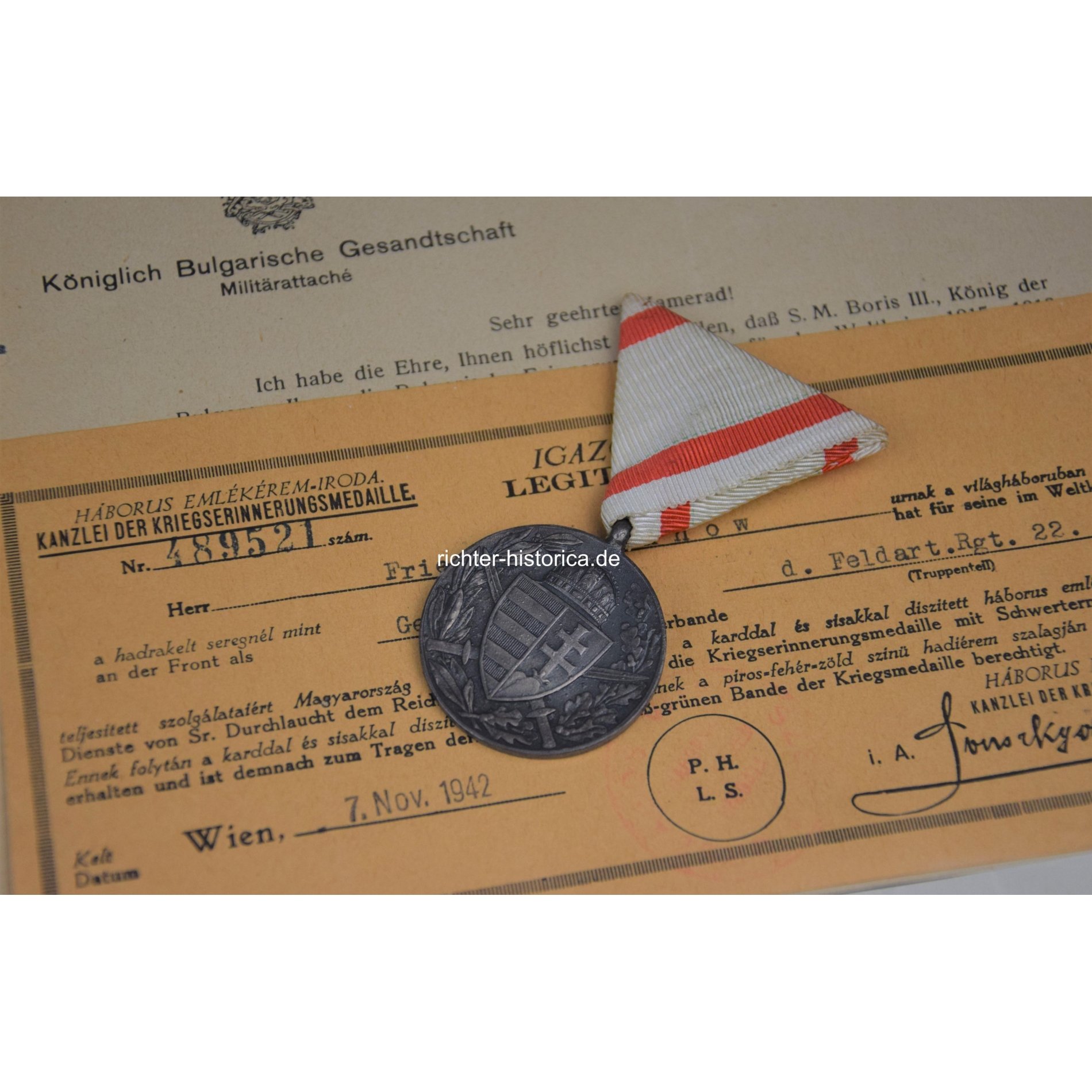 Nachlass Gefreiter 1.WK Verleihung der Ungarischen und Bulgarischen Erinnerungsmedaille — image 6