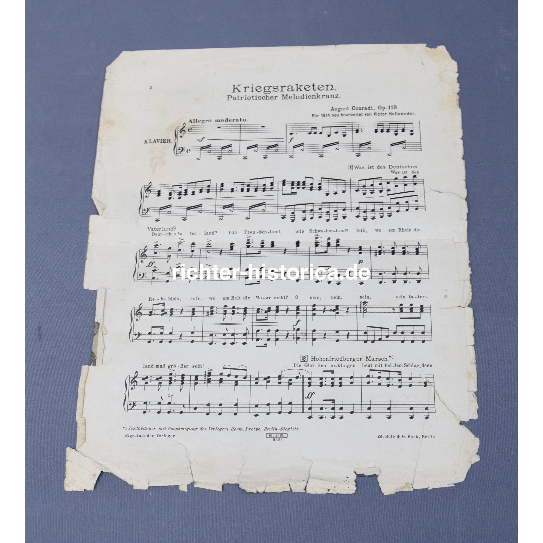 'Kriegsraketen' Patriotischer Melodienkranz von Victor Hollaender 1914 — image 2