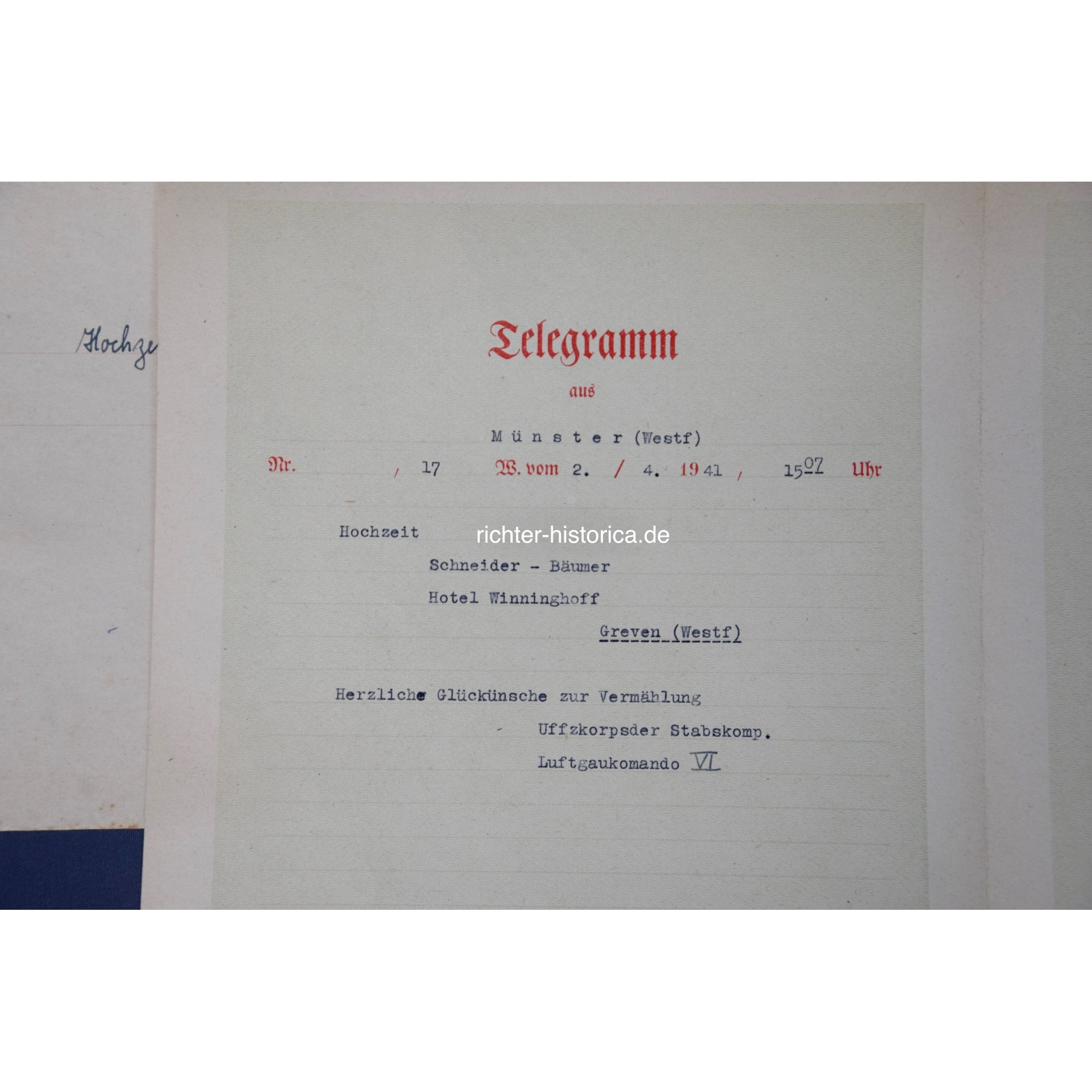 Telegram deutsche Reichspost zur Hochzeit — image 3