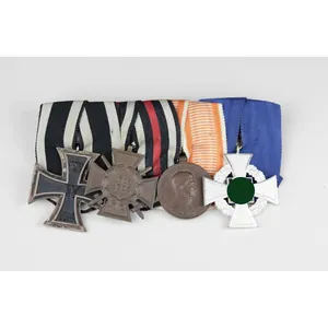 4er Ordensspange mit Österreich Kaiserreich Tapferkeitsmedaille in Bronze