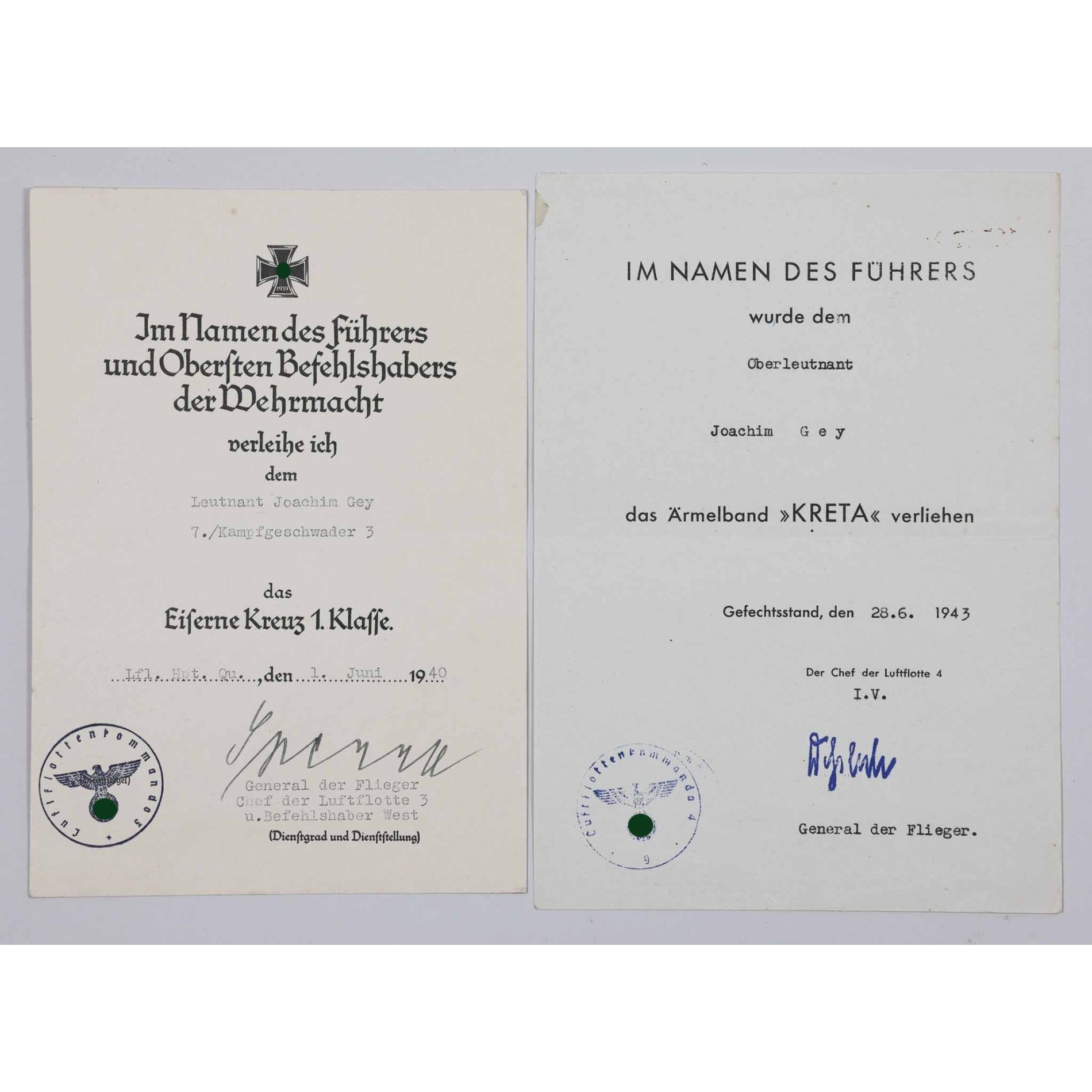 Ritterkreuzträger Nachlass der Luftwaffe Major Joachim Gey Kampfgeschwader 3 Urkundennachlass — image 15
