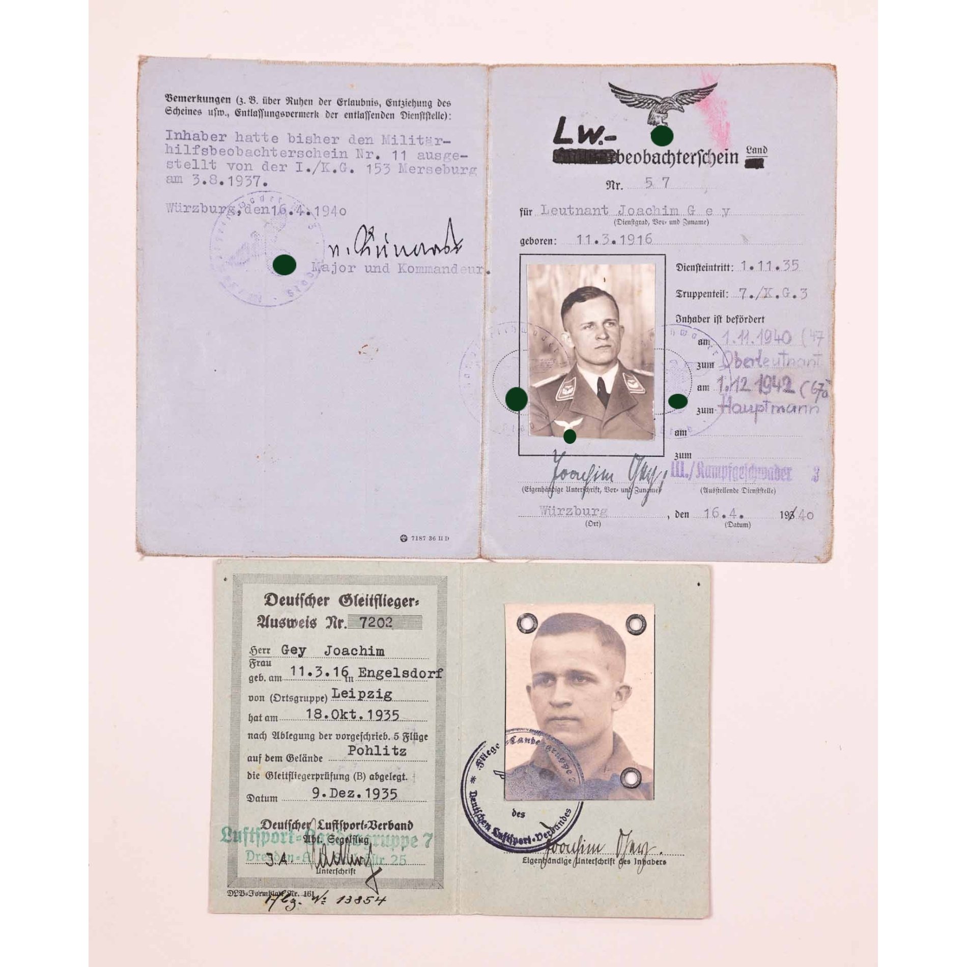 Ritterkreuzträger Nachlass der Luftwaffe Major Joachim Gey Kampfgeschwader 3 Urkundennachlass — image 6