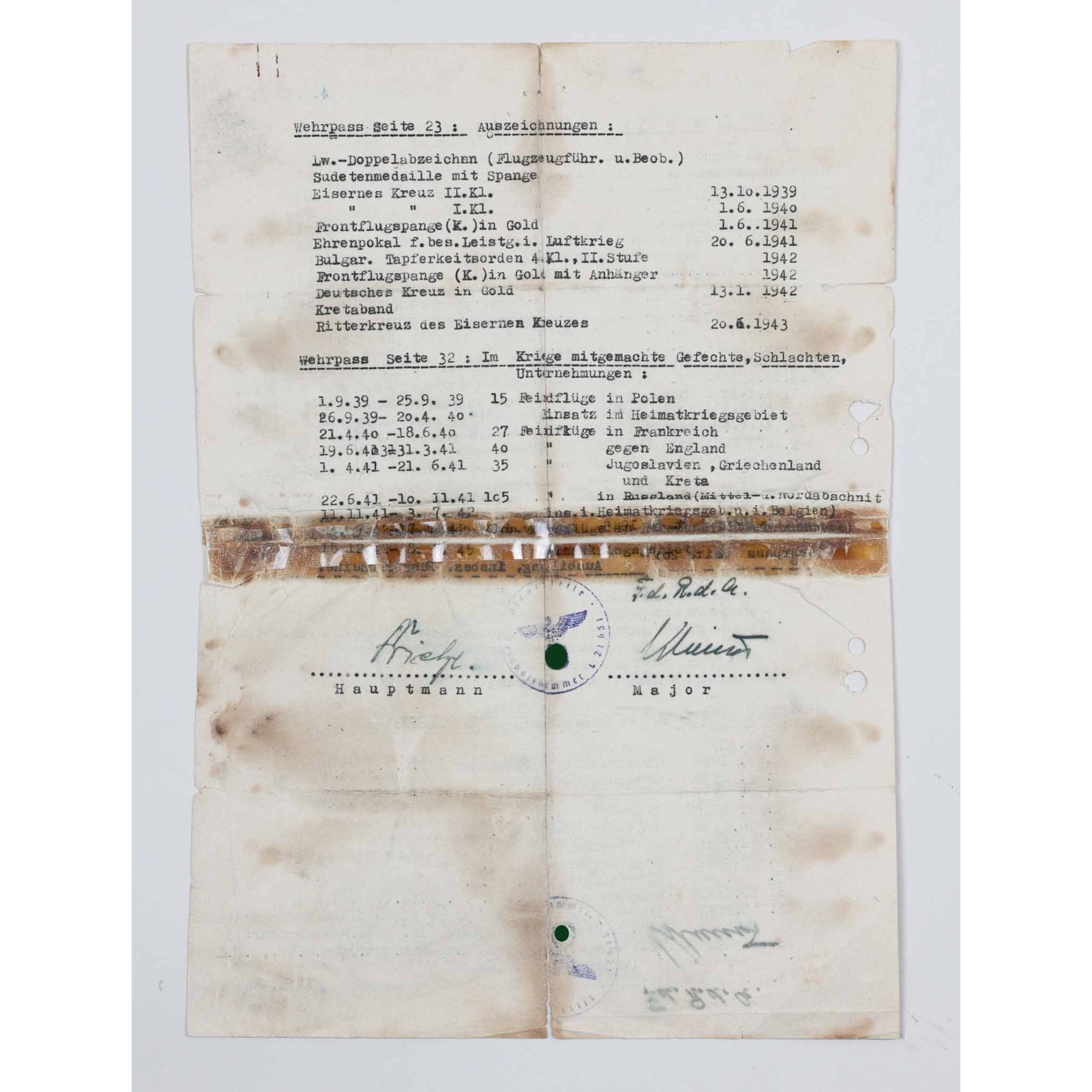 Ritterkreuzträger Nachlass der Luftwaffe Major Joachim Gey Kampfgeschwader 3 Urkundennachlass — image 9