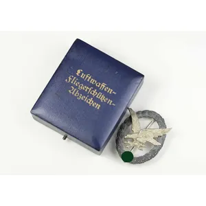 Luftwaffen Fliegerschützenabzeichen mit Blitzbündel Herst. IMME im Etui, selten!