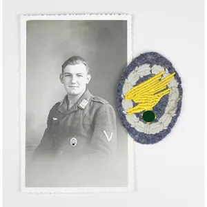 Fallschirmschützenabzeichen der Luftwaffe mit Trägerfoto