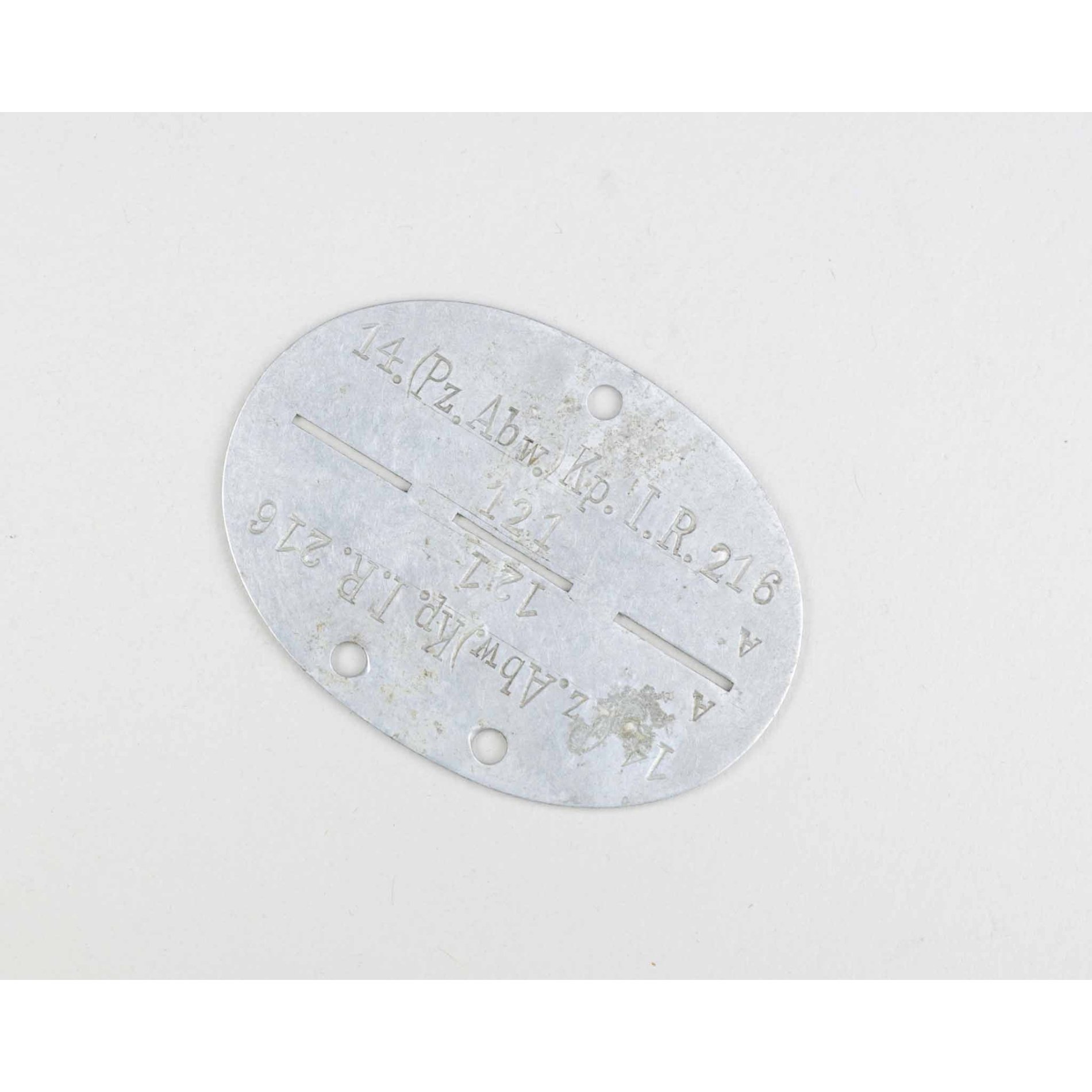 Wehrmacht Erkennungsmarke 14.(Pz. Abw.) Kp. I.R.216 — image 2
