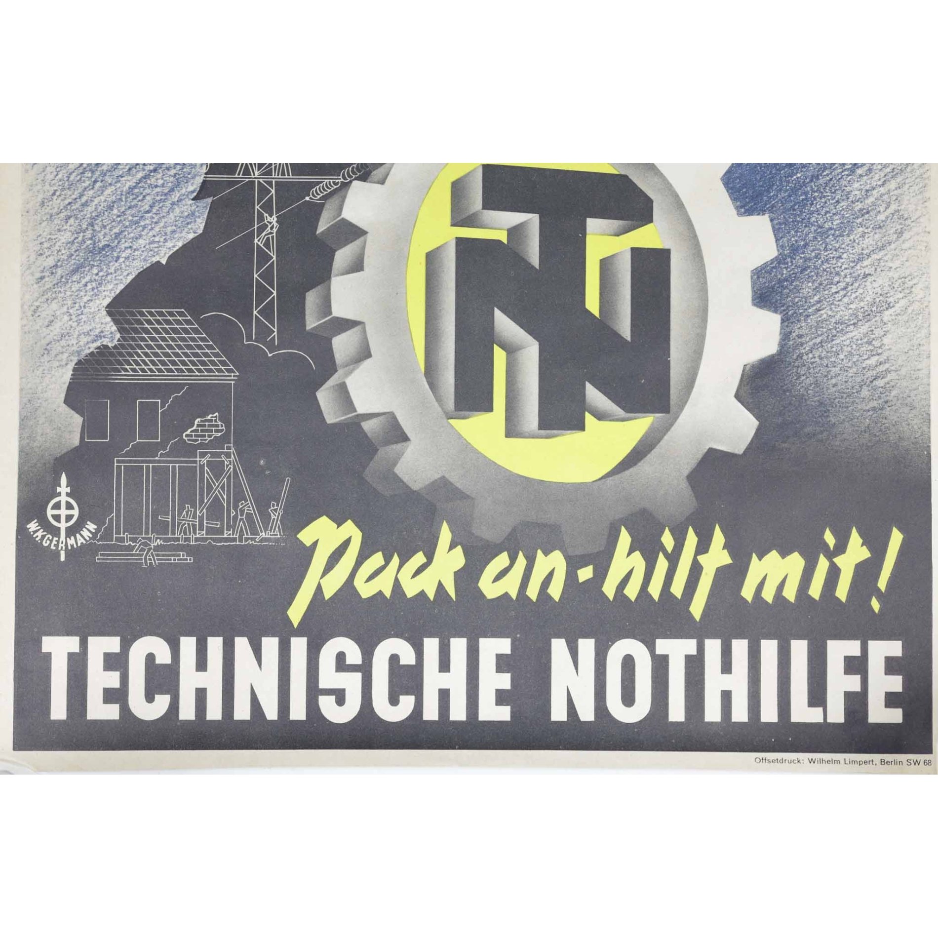 3.Reich Originalplakat 'Technische Nothilfe der Not zum Trutz - Dem Volk zum Schutz' — image 4