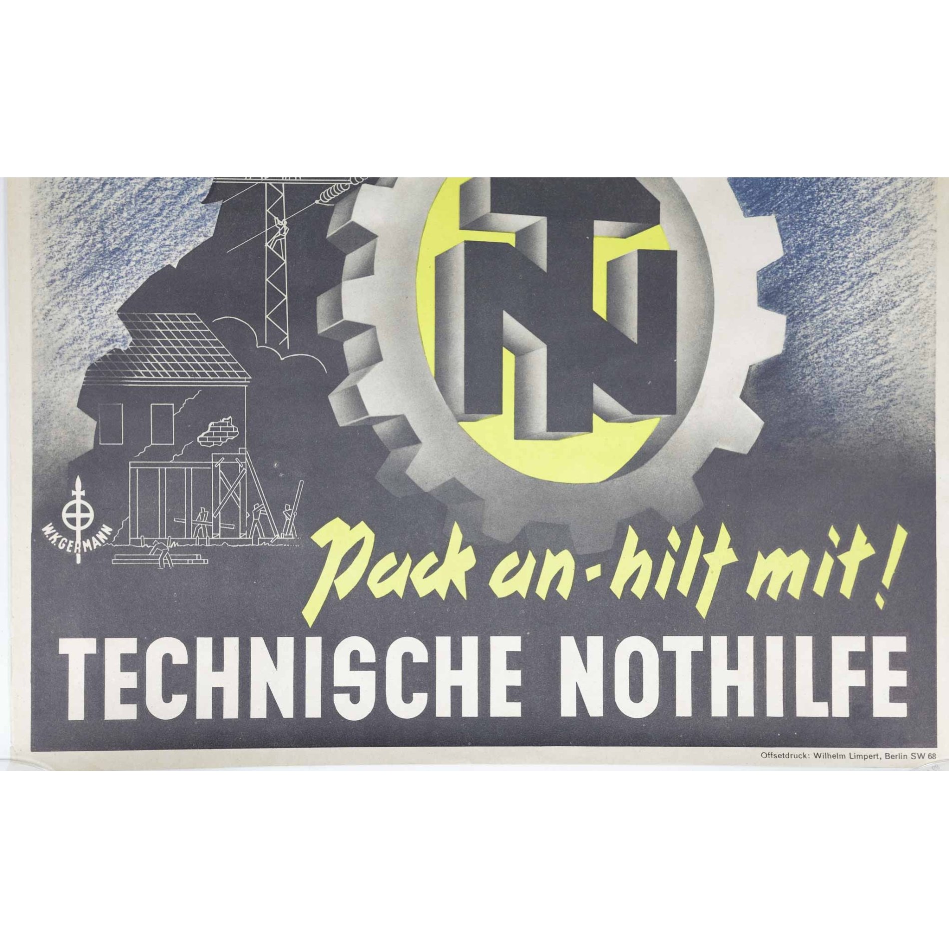 3.Reich Originalplakat 'Technische Nothilfe der Not zum Trutz - Dem Volk zum Schutz' — image 8