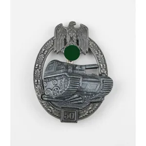 Panzerkampfabzeichen in Silber mit Einsatzzahl '50' JFS