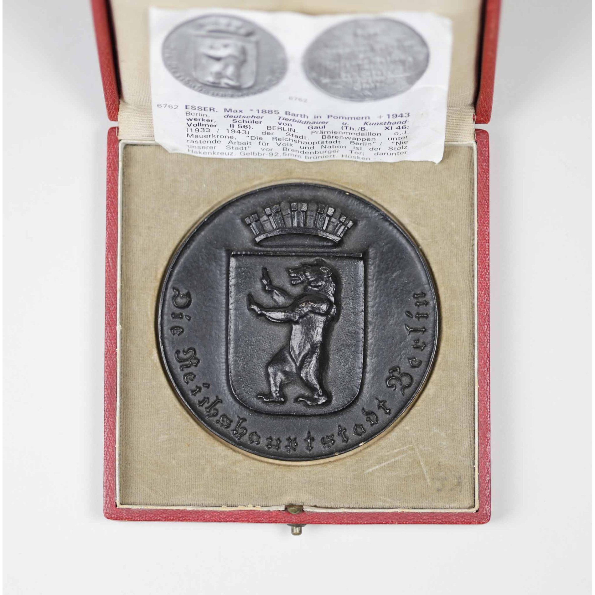 3.Reich Plakette Prämienmedaillion 'Die Reichshauptstadt Berlin' Max Esser — image 6