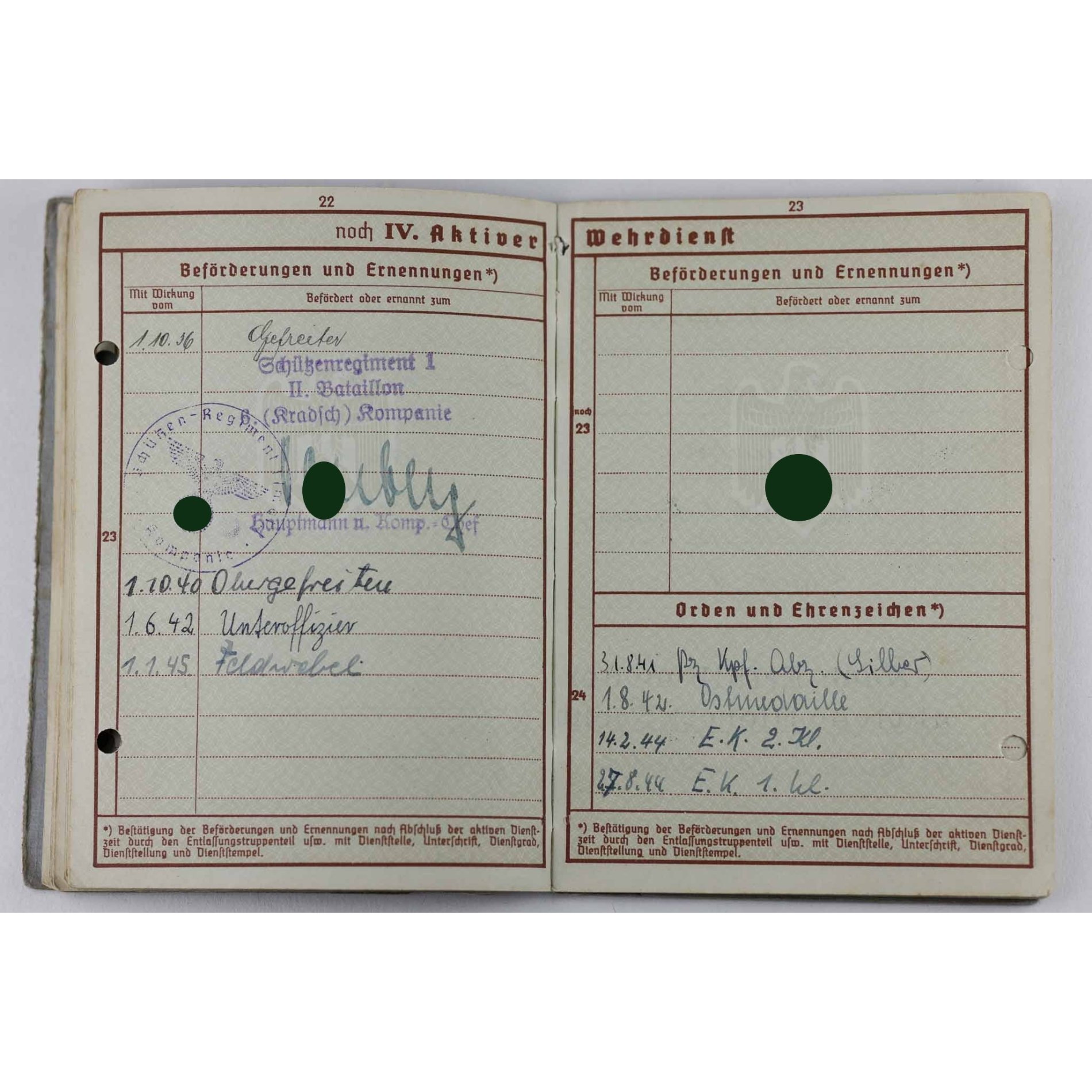 Große Urkunde zum Deutschen Kreuz in Gold E. Ostermann PZ Rgt.11 — image 9