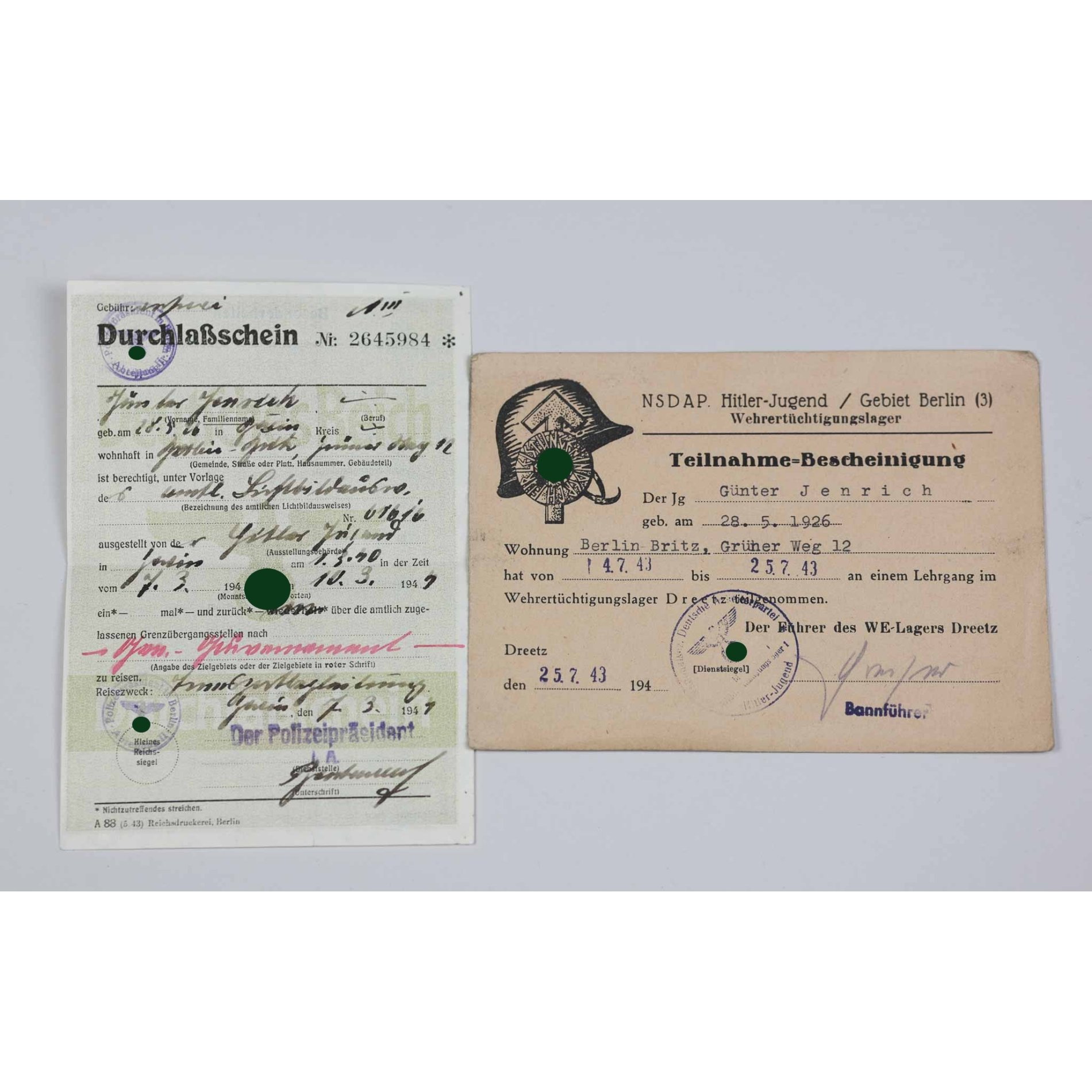 HJ-Nachlass mit Ausweisen zum HJ Schießabzeichen/HJ-Scharfschützenabzeichen — image 9