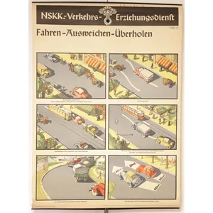 3.Reich Original Plakat 'NSKK Verkehrs-Erziehungsdienst' Tafel 2
