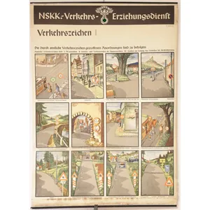 3.Reich Original Plakat 'NSKK Verkehrs-Erziehungsdienst' Tafel 11