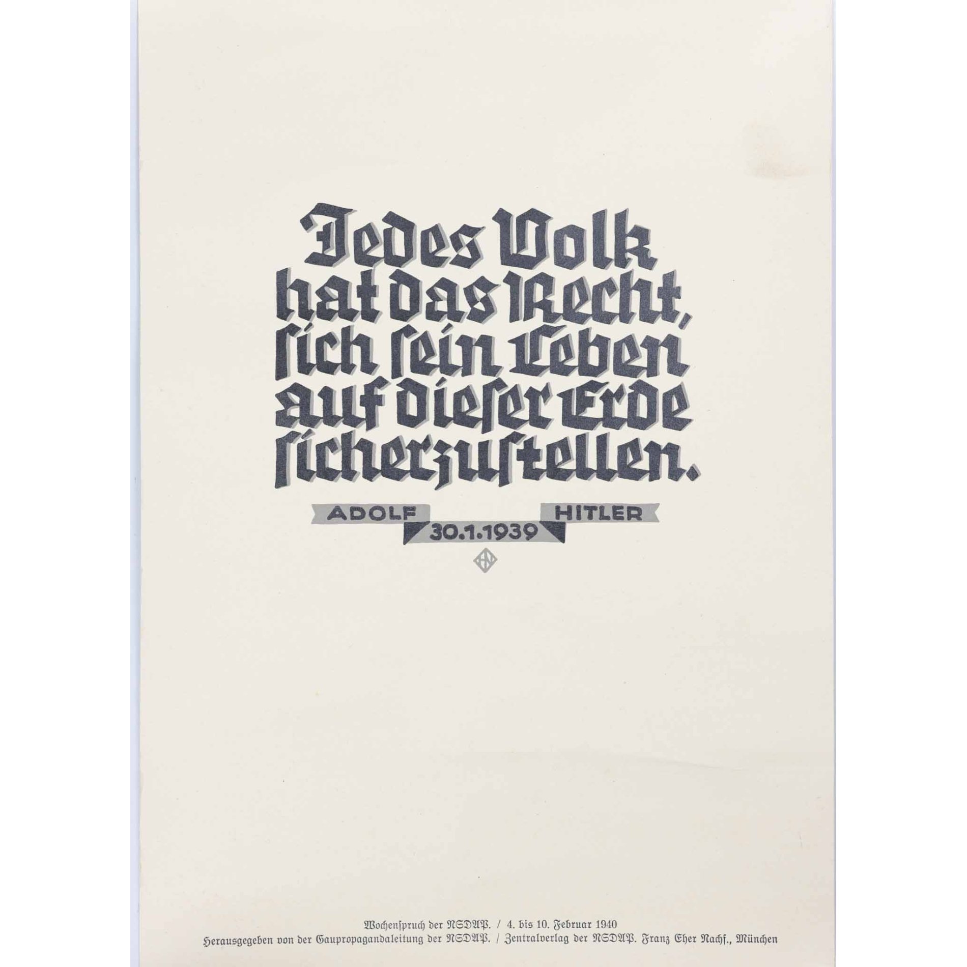 'Wochenspruch der NSDAP' 4.-10.Februar 1940 — image 2