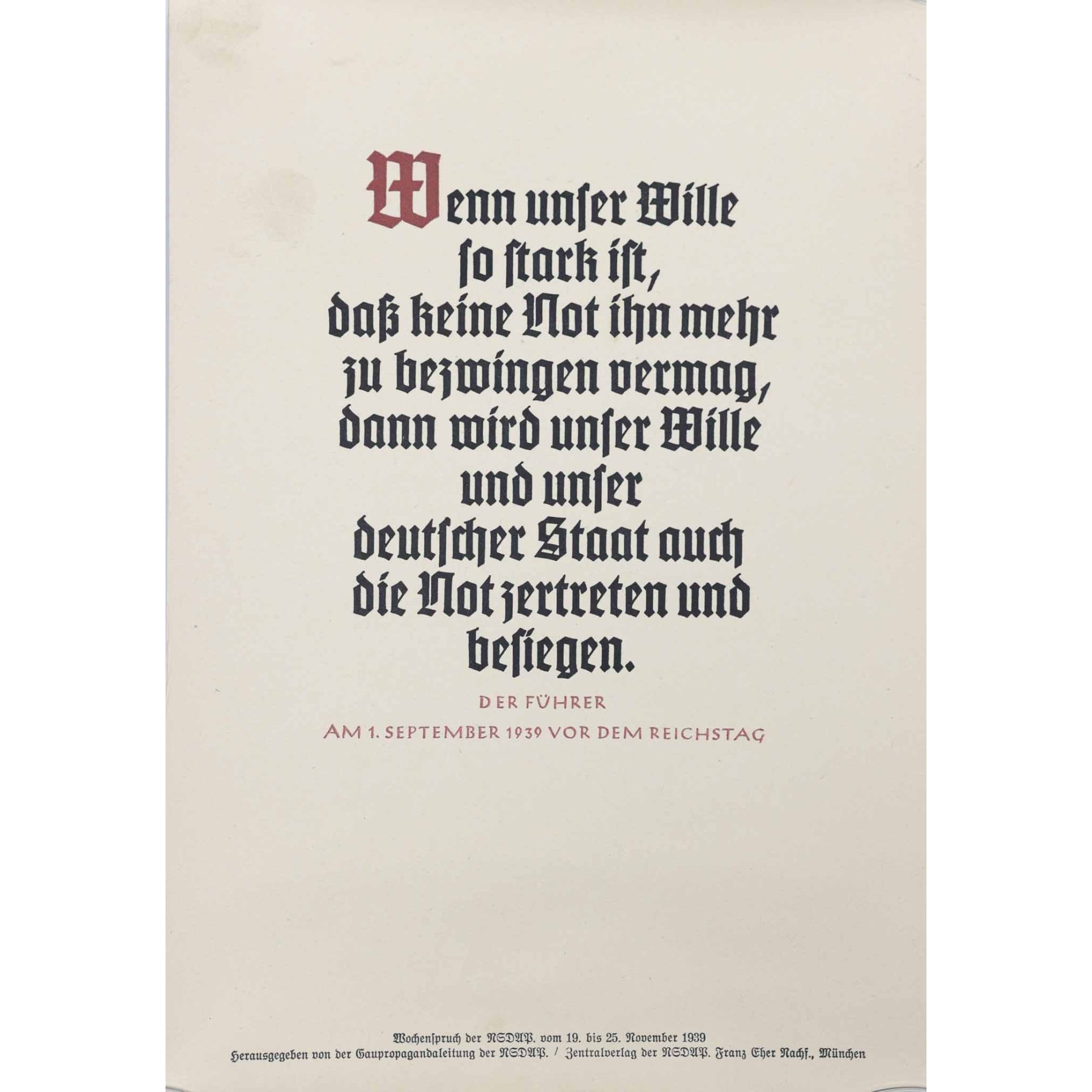 'Wochenspruch der NSDAP' 19-25. November 1939 — image 2