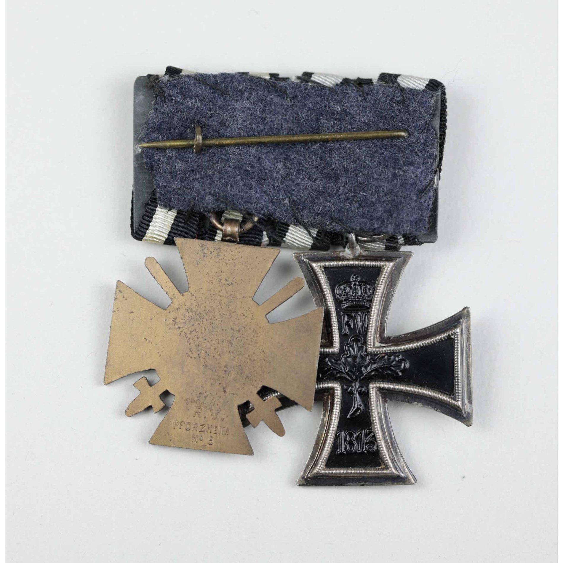 2er Ordensspange Eisernes Kreuz 2.Klasse 1914 Mit Frontkämpfer Ehrenkreuz — image 2