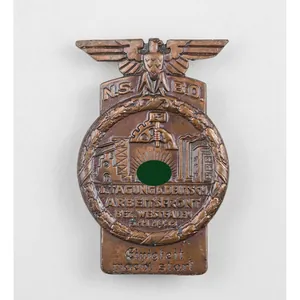 3.Reich NSBO Abzeichen '1. Tagung der Deutschen Arbeitsfront Bez. Westfalen …