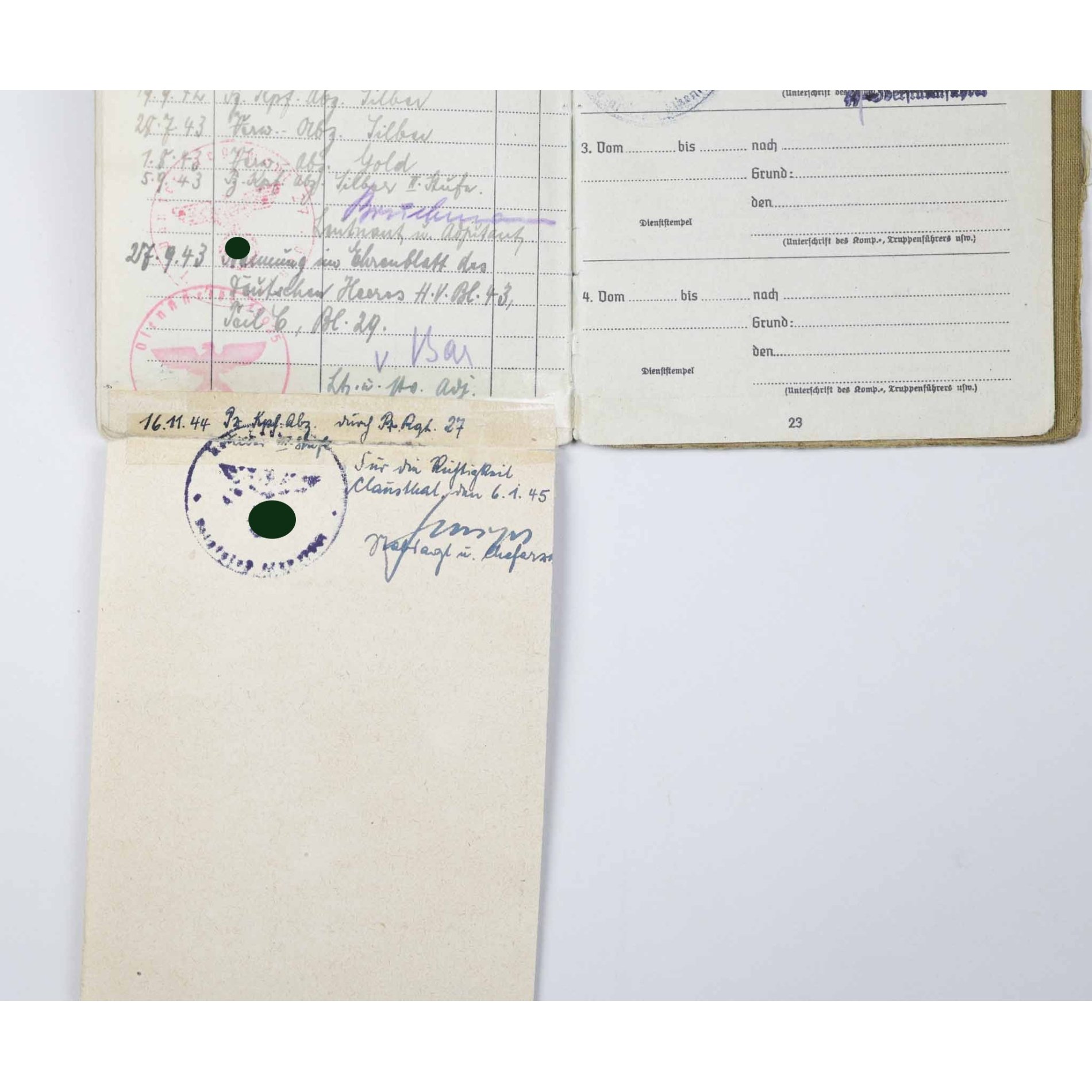 Panzer Soldbuch (DK-Träger) mit Eintrag Panzerkampfabzeichen III. Stufe (Einsatzzahl 25) Pz.Rgt. 27 (Ostfront) — image 17