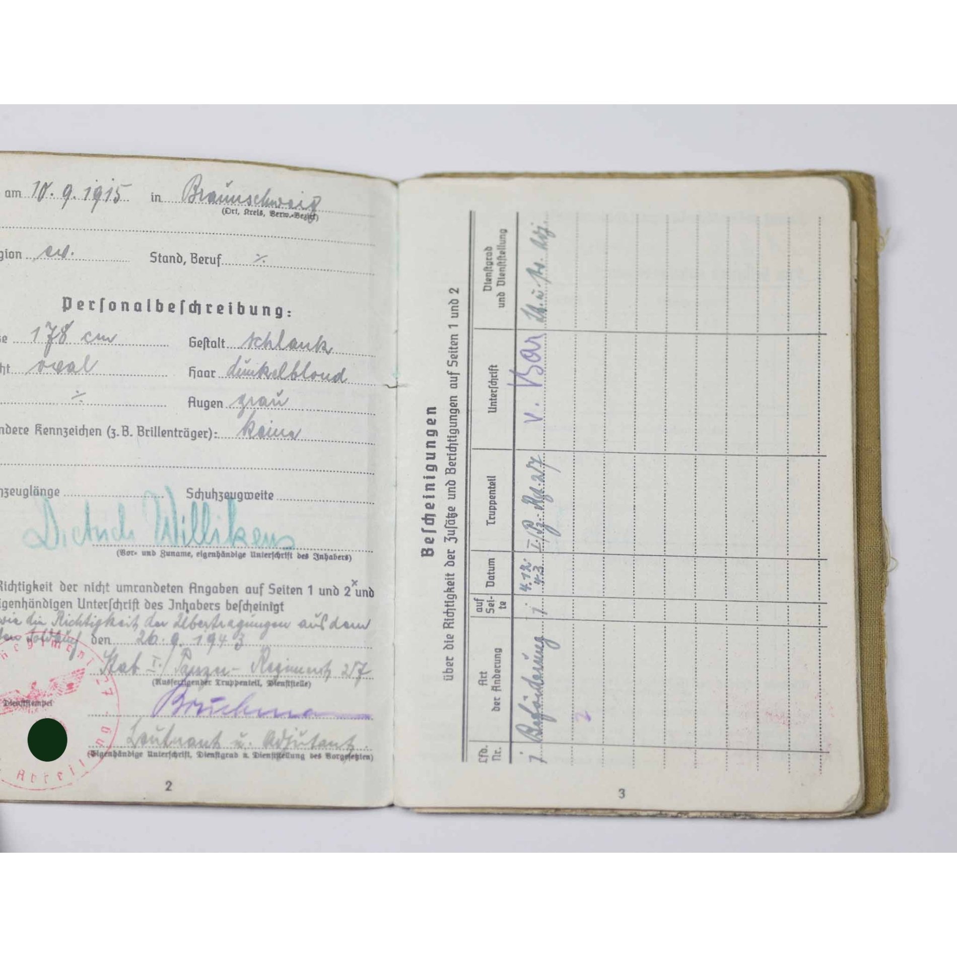 Panzer Soldbuch (DK-Träger) mit Eintrag Panzerkampfabzeichen III. Stufe (Einsatzzahl 25) Pz.Rgt. 27 (Ostfront) — image 5