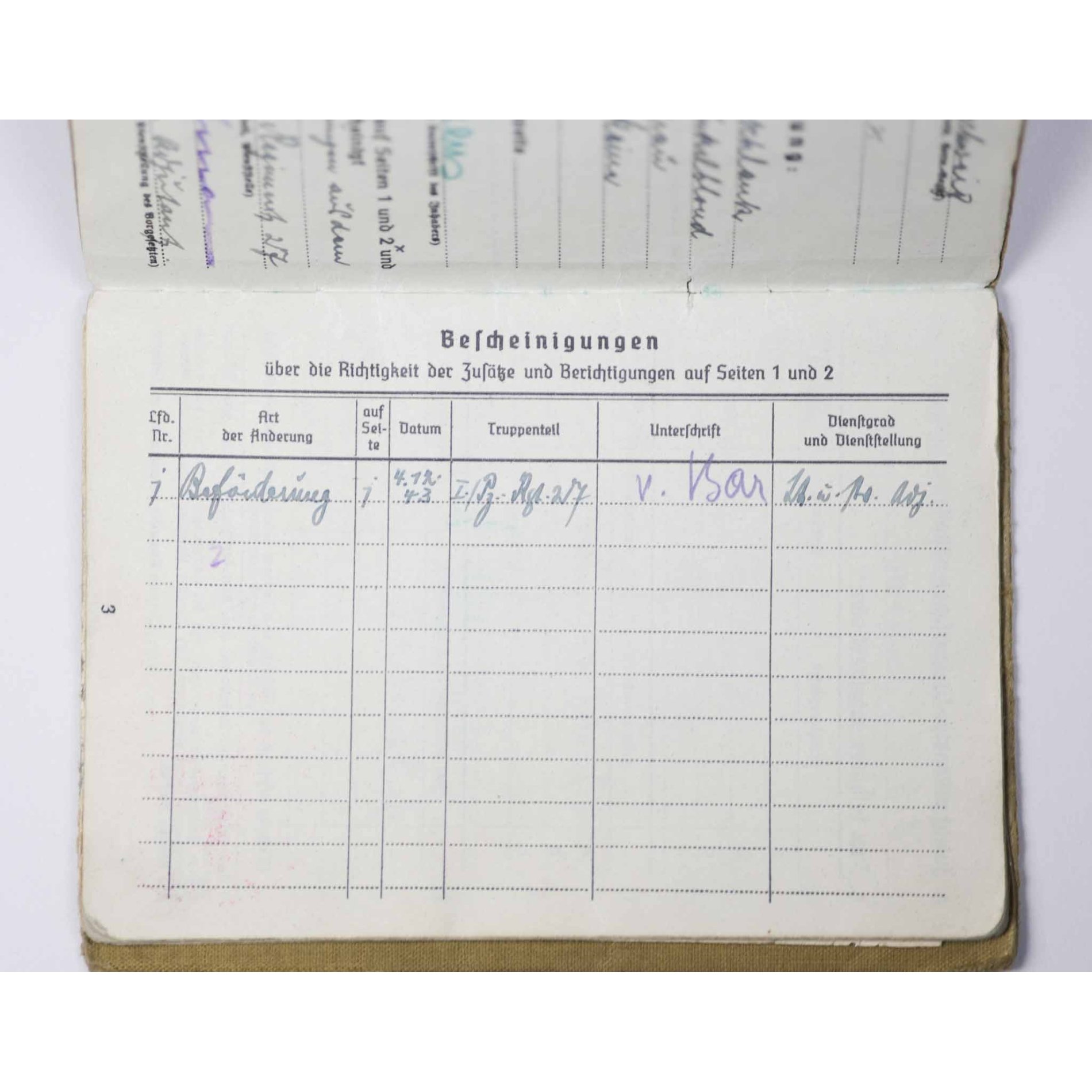 Panzer Soldbuch (DK-Träger) mit Eintrag Panzerkampfabzeichen III. Stufe (Einsatzzahl 25) Pz.Rgt. 27 (Ostfront) — image 7